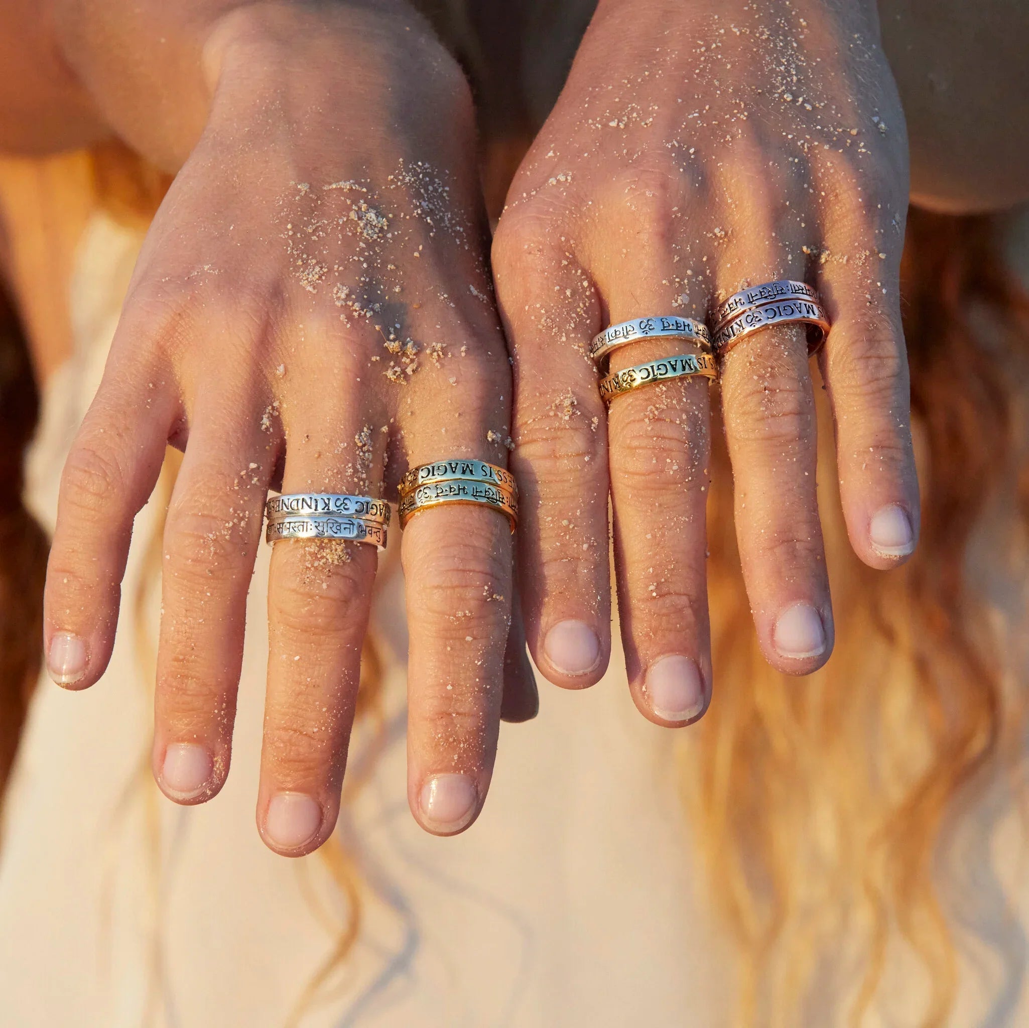 Mantra Wunschring-Doppel Kindness is Magic Silber – Layering Look – Hoffnungsträger