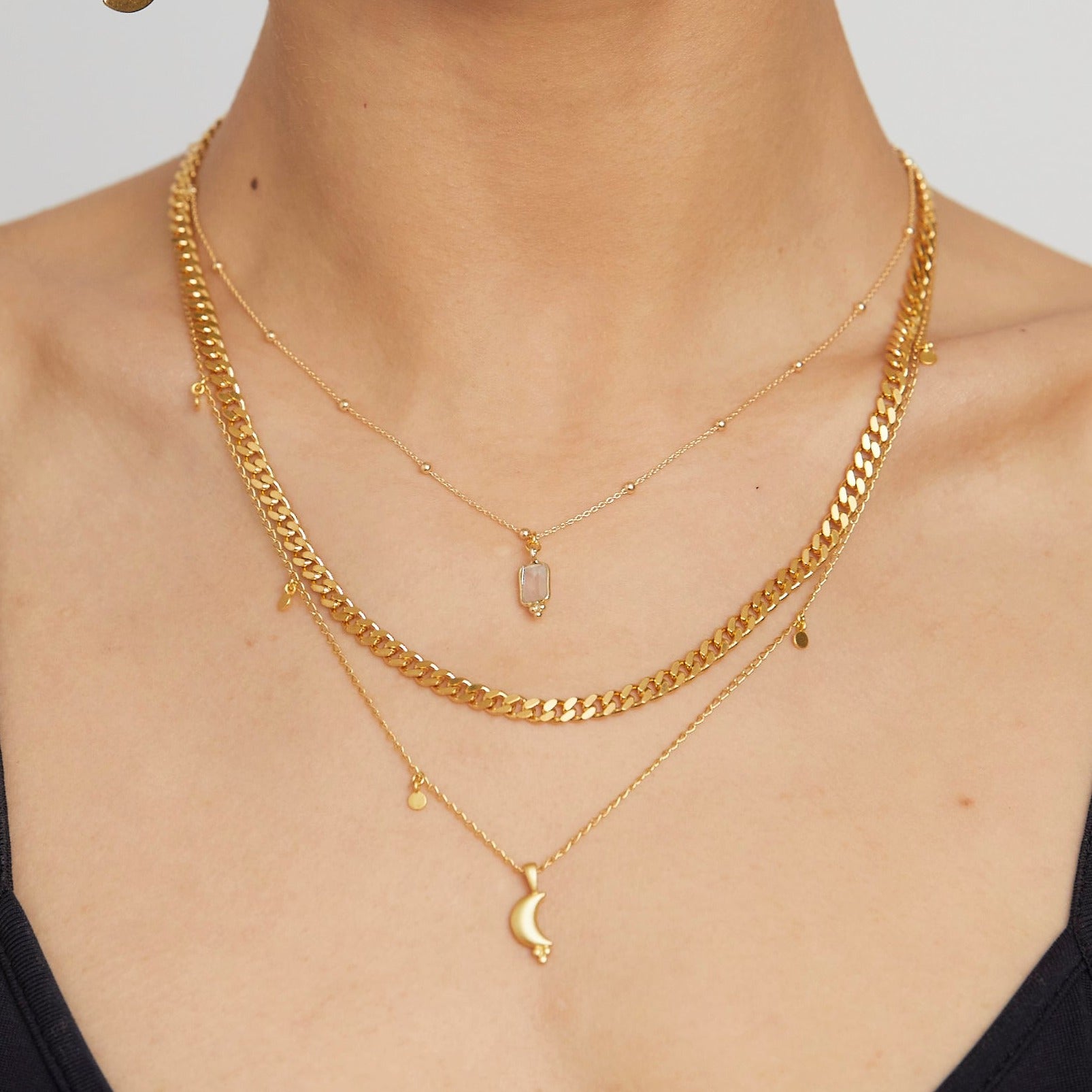 Mondstein Kette Gold – Layering Look – Hoffnungsträger