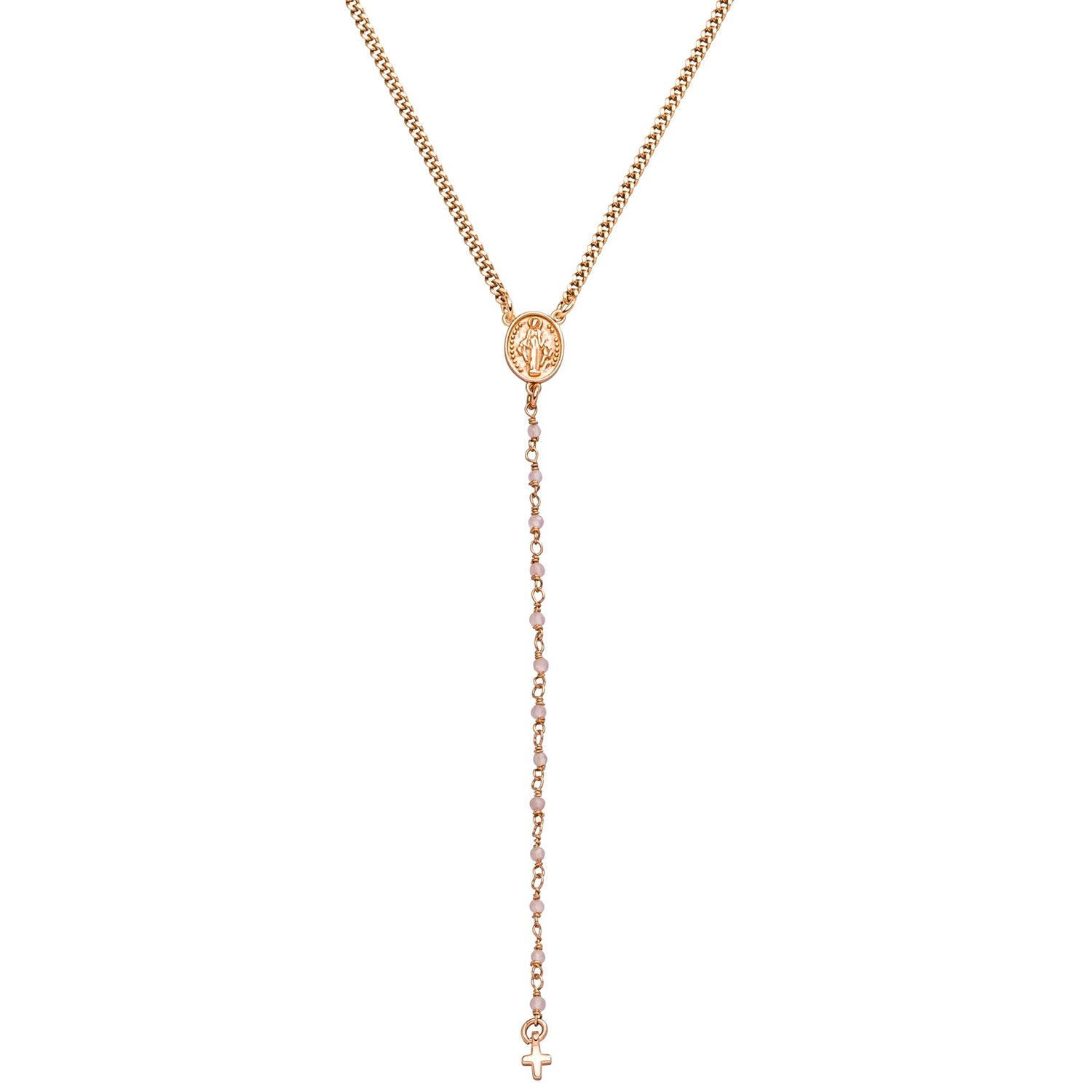 Rosenkranz Kette Prayer Roségold Rosenquarz – Halskette von Hoffnungsträger