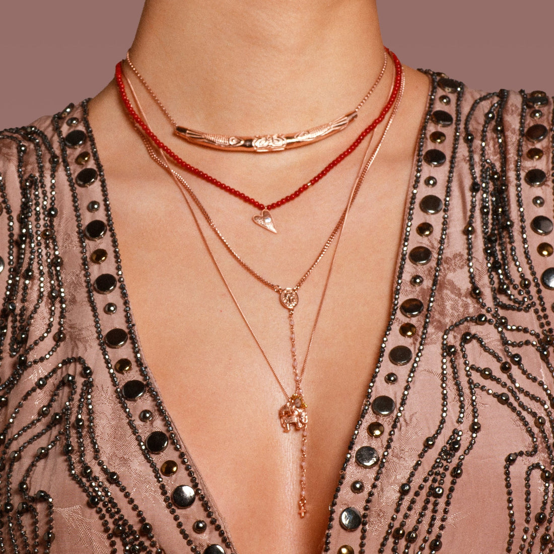 Rosenkranz Kette Prayer Roségold Rosenquarz – Styling am Hals – Hoffnungsträger