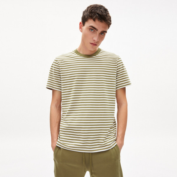 T-Shirt Aadon Stripes - Oliva-Off White